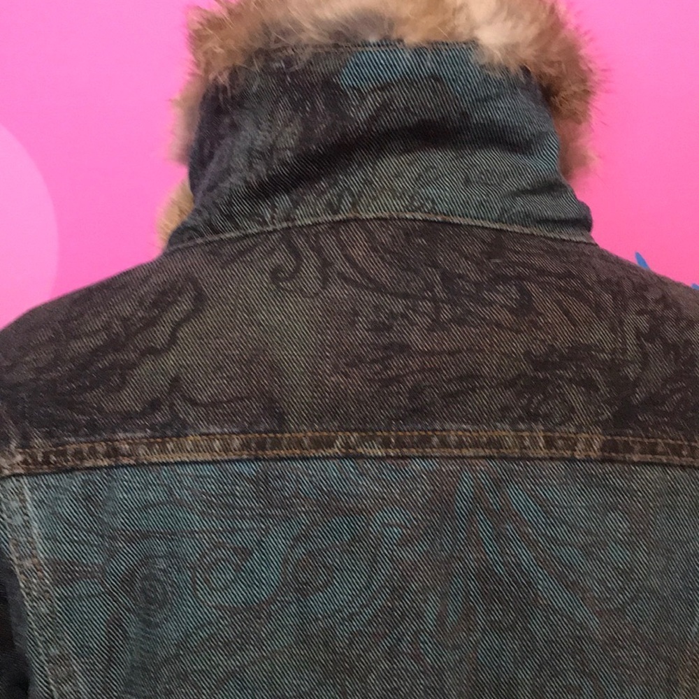 Roberto Cavalli Denim Rabbit Fur Lined Jacket - Picture 8 of 16